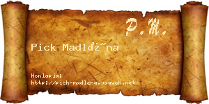 Pick Madléna névjegykártya